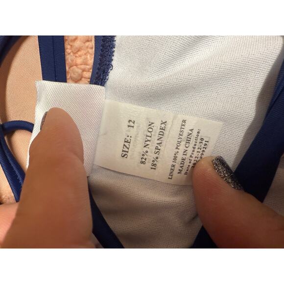 Kanu Surf Girls UPF 50 Beach Sport Criss-Cross One Piece Swimsuit, Reese Navy 12 - Picture 4 of 6